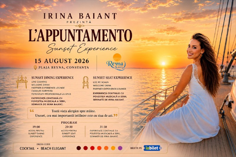 15 august - plaja Reyna C-ta:  L’Appuntamento Sunset Experience by Irina Baiant